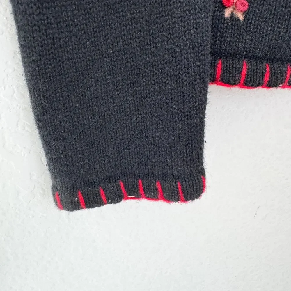 Coldwater Creek Womens Cardigan Knit Sweater Size S Cardinal Holiday Bird Winter